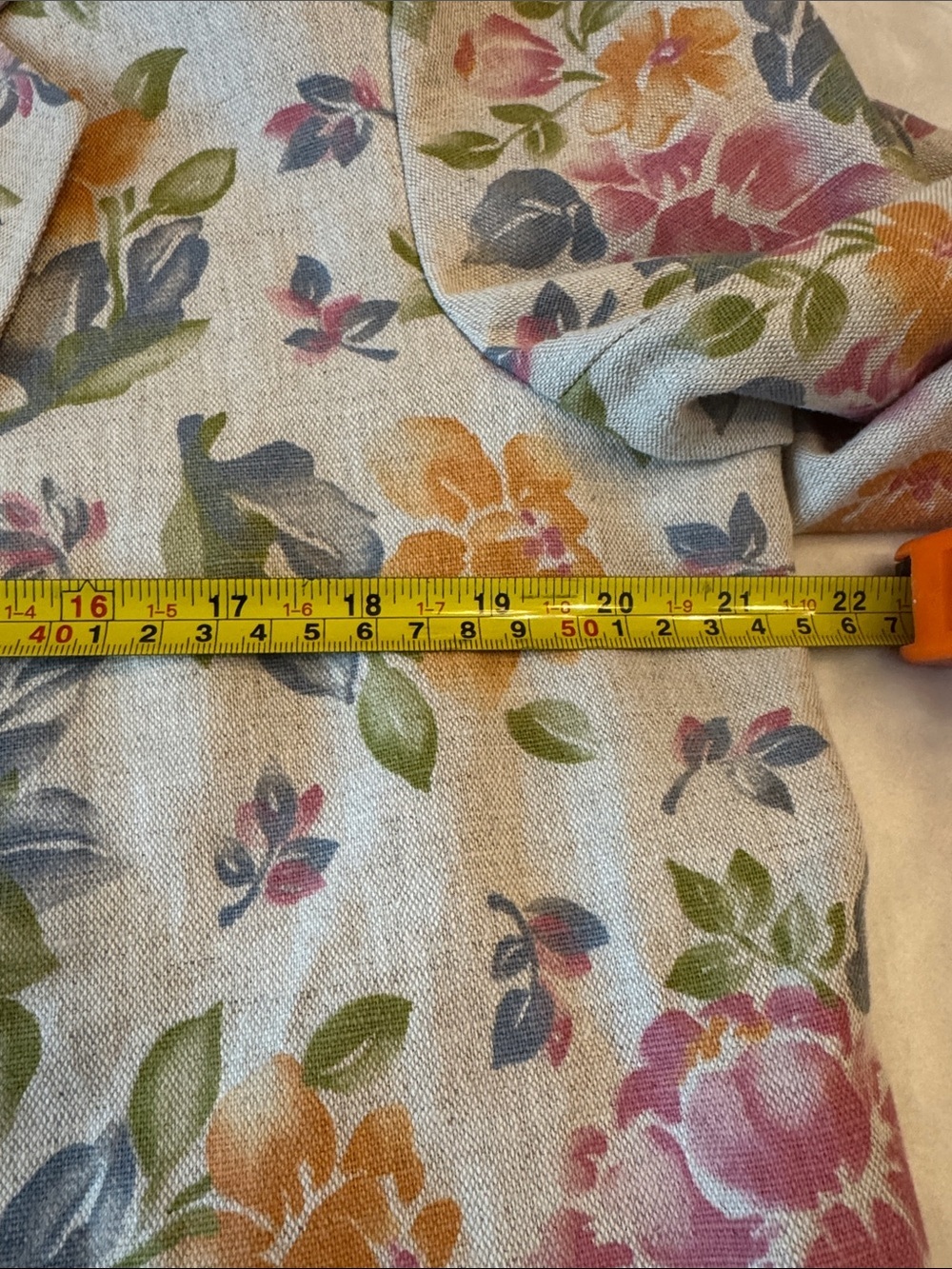 Vintage LL Bean Floral Pastel Linen-Blend Blazer - Cream Multi, sz 12 - Picture 11 of 13